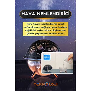 Çocuk Ve Bebek Gece Lambası Mini Projeksiyon Lambası Hava Nemlendirici 260 Ml Ultrasonik Galaksi