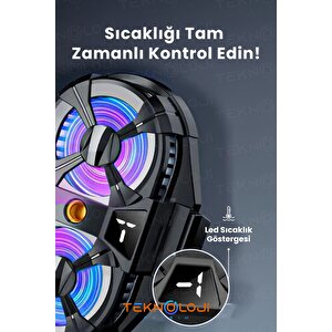 Telefon Soğutucu Fan Çift Pervaneli 3 Kademeli Işıklı Göstergeli Bütün Telefon Modelleri İle Uyumlu