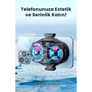 Telefon Soğutucu Fan Çift Pervaneli 3 Kademeli Işıklı Göstergeli Bütün Telefon Modelleri İle Uyumlu