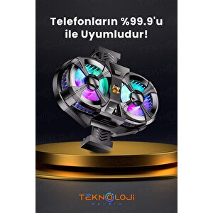 Telefon Soğutucu Fan Çift Pervaneli 3 Kademeli Işıklı Göstergeli Bütün Telefon Modelleri İle Uyumlu