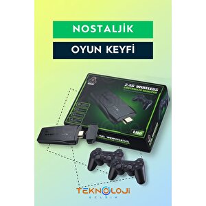 Gaming Atari 2.4g Uyumlu Kablosuz Çift Kol Atari Retro 20000 Oyun Game Stick