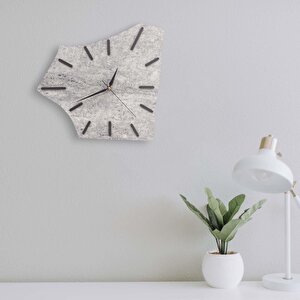 Cajuart Dekoratif Asimetrik Şekilli Mermer Desenli Modern Ahşap Duvar Saati
