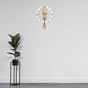 Cajuart Ahşap Sade Tasarım 35 Cm Sallanan Sarkaçlı Duvar Saati Modern Dekor