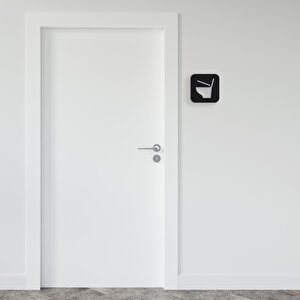 Cajuart 13x13 Siyah Ahşap Klozet Şeklinde Genel Tuvalet Yönlendirme Levhası İkaz Tablosu