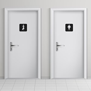 Cajuart 2 Parça  13x13 Kare Şekil Modern Erkek Kadın Wc Tuvalet Yönlendirme Levhası