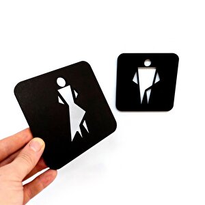 Cajuart 2 Parça  13x13 Kare Şekil Modern Erkek Kadın Wc Tuvalet Yönlendirme Levhası