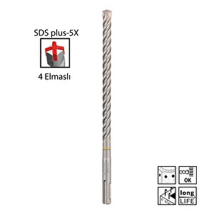 Sds Plus-5x 10 X 210 Mm Dört Elmaslı Matkap Ucu 2608833799