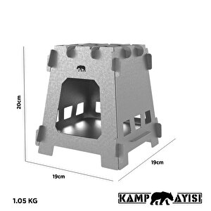 Kamp Ayısı® Inox™ 1mm Paslanmaz Galvaniz Çelik Su Geçirmez Çantalı Ateş Kutusu