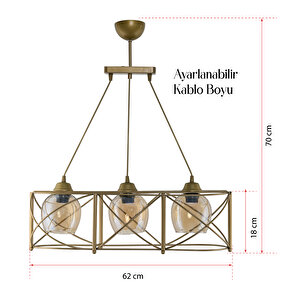 Üçlü Curva Metal Avi̇ze  Sirali Bal Rengi̇ Camli