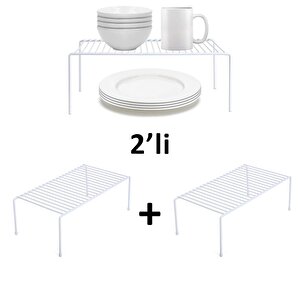 Tel Organi̇zer Dolap Depolama Rafi 2'li Set 22x40cm Beyaz