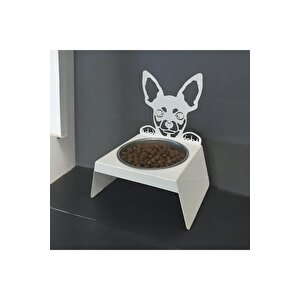 Sevimli Köpek Tasarımlı, Ergonomik Beyaz Kedi Ve Köpek Mama Ve Su Kabı Tekli Small Model – Paslanmaz Çelik, Dayanıklı Malzeme