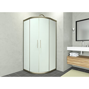 Alonza Temperli 6 Mm Oval Cam Duşakabin Bronz Profil Kumlama Cam 80x80 cm