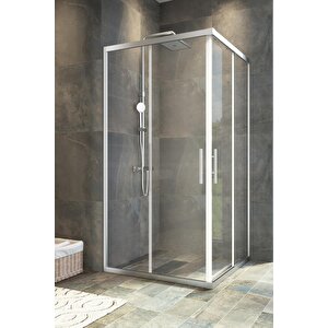 Sparta Temperli 6 Mm Kare Cam Duşakabin Krom Profil Şeffaf Cam 100x100 cm