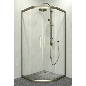 Alonza Temperli 6 Mm Oval Cam Duşakabin Bronz Profil Şeffaf Cam 110x110 cm
