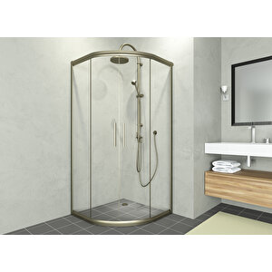 Alonza Temperli 6 Mm Oval Cam Duşakabin Bronz Profil Şeffaf Cam 110x110 cm