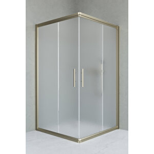 İndiana Temperli 6 Mm Kare Cam Duşakabin Bronz Profil Buzlu Cam 110x110 cm