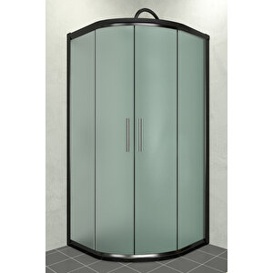Alonza Temperli 6 Mm Oval Cam Duşakabin Siyah Profil Buzlu Cam 70x70 cm