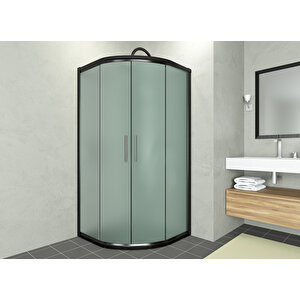 Alonza Temperli 6 Mm Oval Cam Duşakabin Siyah Profil Buzlu Cam 70x70 cm