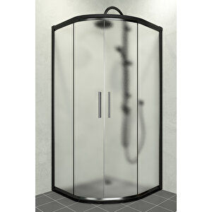 Alonza Temperli 6 Mm Oval Cam Duşakabin Siyah Profil Buzlu Cam 110x110 cm