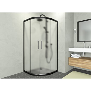 Alonza Temperli 6 Mm Oval Cam Duşakabin Siyah Profil Buzlu Cam 110x110 cm