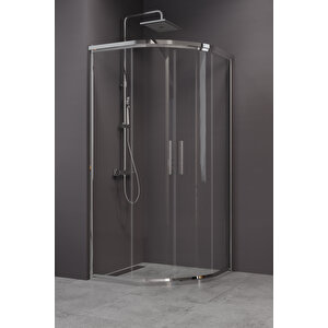 Alonza Temperli 6 Mm Oval Cam Duşakabin Ultra Parlak Krom Profil Şeffaf Cam 90x90 cm