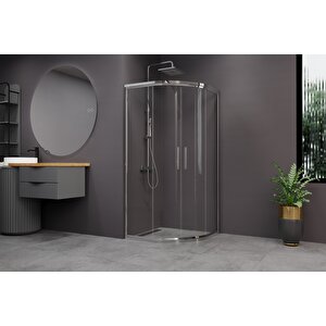 Alonza Temperli 6 Mm Oval Cam Duşakabin Ultra Parlak Krom Profil Şeffaf Cam 90x90 cm