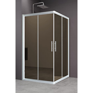 İndiana Temperli 6 Mm Kare Cam Duşakabin Mat Krom Profil Bronz Reflekte Cam 110x110 cm
