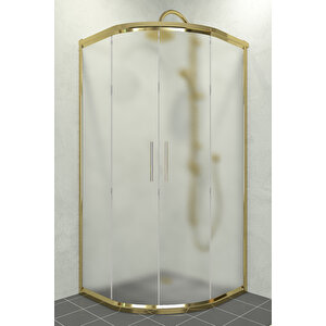 Alonza Temperli 6 Mm Oval Cam Duşakabin Altın Profil Buzlu Cam 110x110 cm