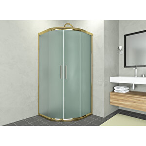 Alonza Temperli 6 Mm Oval Cam Duşakabin Altın Profil Buzlu Cam 110x110 cm