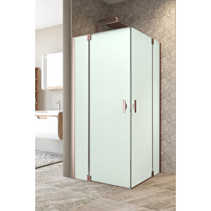 Antilitz Temperli 6 Mm Kare Menteşeli Cam Duşakabin Pvd Bakır Menteşe Kumlama Cam 70x70 cm