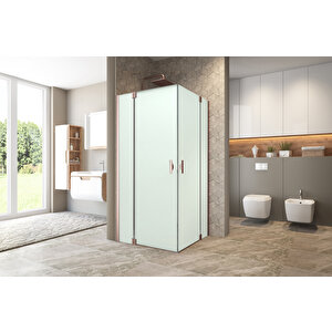 Antilitz Temperli 6 Mm Kare Menteşeli Cam Duşakabin Pvd Bakır Menteşe Kumlama Cam 70x70 cm
