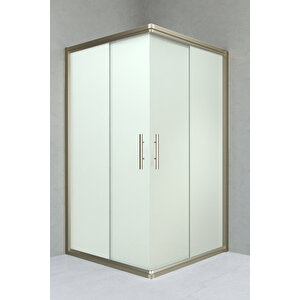 İndiana Temperli 6 Mm Kare Cam Duşakabin Bronz Profil Kumlama Cam 120x120 cm