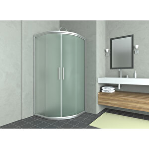 Alonza Temperli 6 Mm Oval Cam Duşakabin Mat Krom Profil Buzlu Cam 120x120 cm