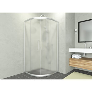 Alonza Temperli 6 Mm Oval Cam Duşakabin Mat Krom Profil Buzlu Cam 120x120 cm