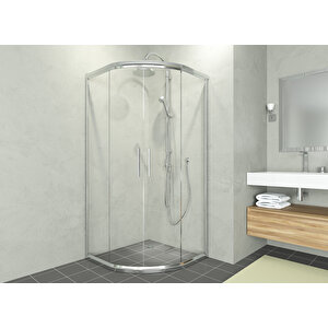 Alonza Temperli 6 Mm Oval Cam Duşakabin Krom Profil Şeffaf Cam 120x120 cm