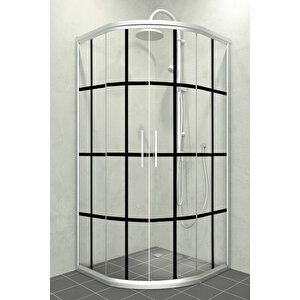 Alonza Temperli 6 Mm Oval Cam Duşakabin Mat Krom Profil Siyah Karolaj Cam 140x140 cm
