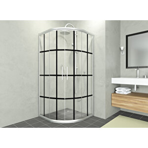 Alonza Temperli 6 Mm Oval Cam Duşakabin Mat Krom Profil Siyah Karolaj Cam 140x140 cm