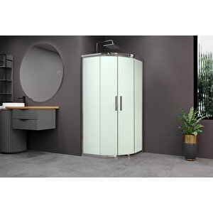 Alonza Temperli 6 Mm Oval Cam Duşakabin Ultra Parlak Krom Profil Kumlama Cam 120x120 cm