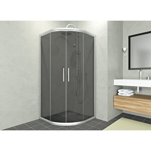 Alonza Temperli 6 Mm Oval Cam Duşakabin Mat Krom Profil Füme Cam 140x140 cm