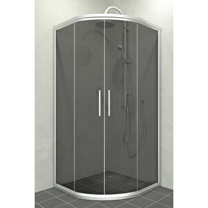 Alonza Temperli 6 Mm Oval Cam Duşakabin Mat Krom Profil Füme Cam 130x130 cm