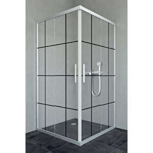 Sparta Temperli 6 Mm Kare Cam Duşakabin Krom Profil Siyah Karolaj Cam 90x90 cm