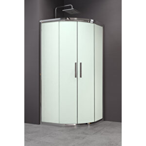 Alonza Temperli 6 Mm Oval Cam Duşakabin Ultra Parlak Krom Profil Kumlama Cam 140x140 cm