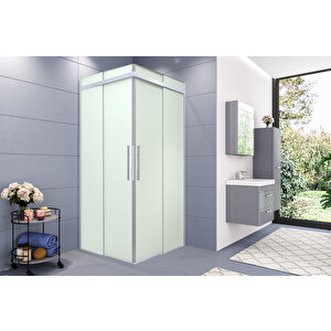 Clase Temperli 6 Mm Kare Cam Duşakabin Krom Profil Kumlama Cam 90x90 cm