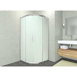 Alonza Temperli 6 Mm Oval Cam Duşakabin Krom Profil Kumlama Cam 110x110 cm