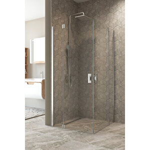 Antilitz Temperli 6 Mm Kare Menteşeli Cam Duşakabin Krom Menteşe Şeffaf Cam 90x90 cm