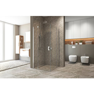 Antilitz Temperli 6 Mm Kare Menteşeli Cam Duşakabin Krom Menteşe Şeffaf Cam 90x90 cm