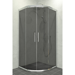 Alonza Temperli 6 Mm Oval Cam Duşakabin Krom Profil Füme Cam 100x100 cm