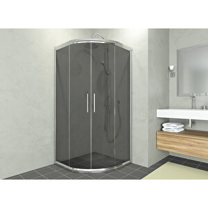 Alonza Temperli 6 Mm Oval Cam Duşakabin Krom Profil Füme Cam 100x100 cm