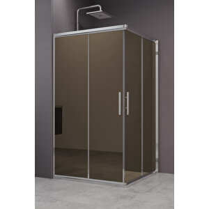 İndiana Temperli 6 Mm Kare Cam Duşakabin Krom Profil Bronz Reflekte Cam 100x100 cm