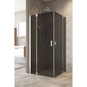 Antilitz Temperli 6 Mm Kare Menteşeli Cam Duşakabin Krom Menteşe Füme Cam 90x90 cm